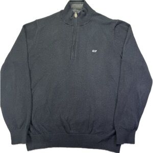 Vineyard Vines Men's Navy Blue 1/4 Zip Grey Trim with Cashmere Sweater - M